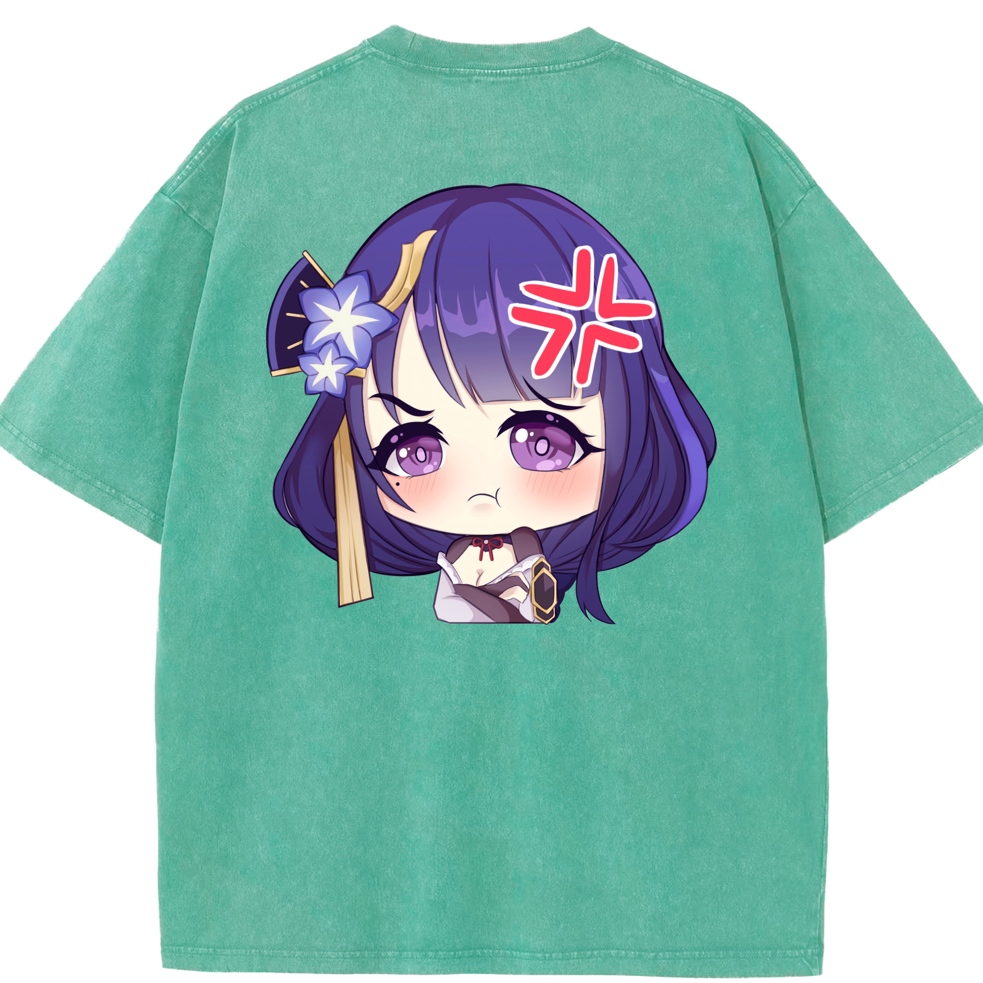 げんし神 雷電将軍 らいでんしょうぐん genshin Raiden Shogun 綿100% ヴィンテージ風 半袖Tシャツ（背面プリント）